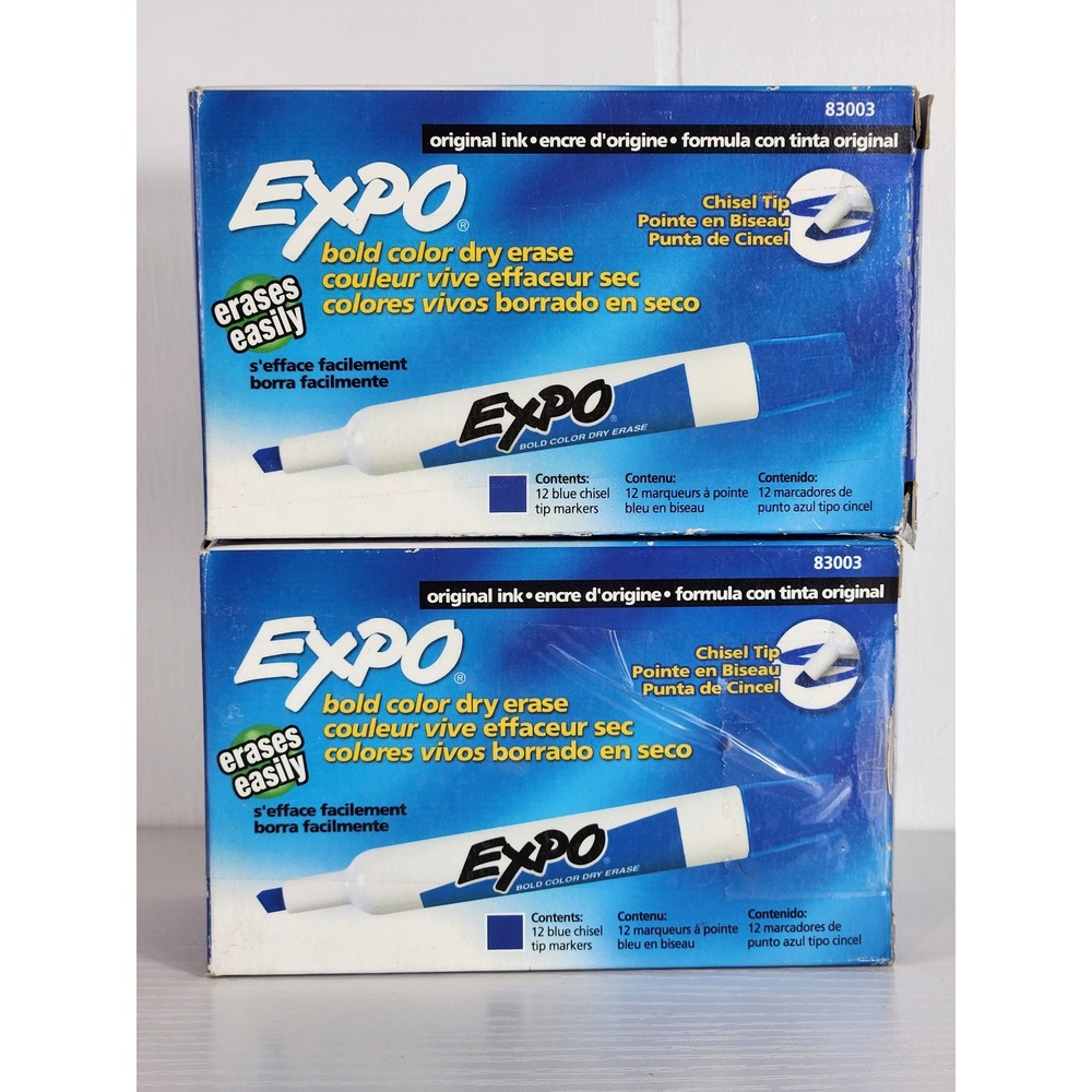 Vintage Expo 2005 Blue Dry Erase Markers Chisel Tip 20 Total 83003 Sanford USA